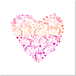 Neon Unicorns Heart Posters and Art